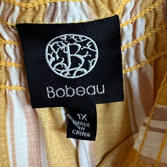 Bobeau Mustard striped grosgrain ribbon tank top 1X NEW with tag - Picture 9 of 9